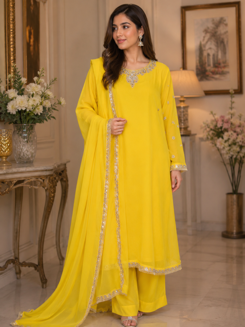 Vibrant Lemon Yellow Festive Trousseau