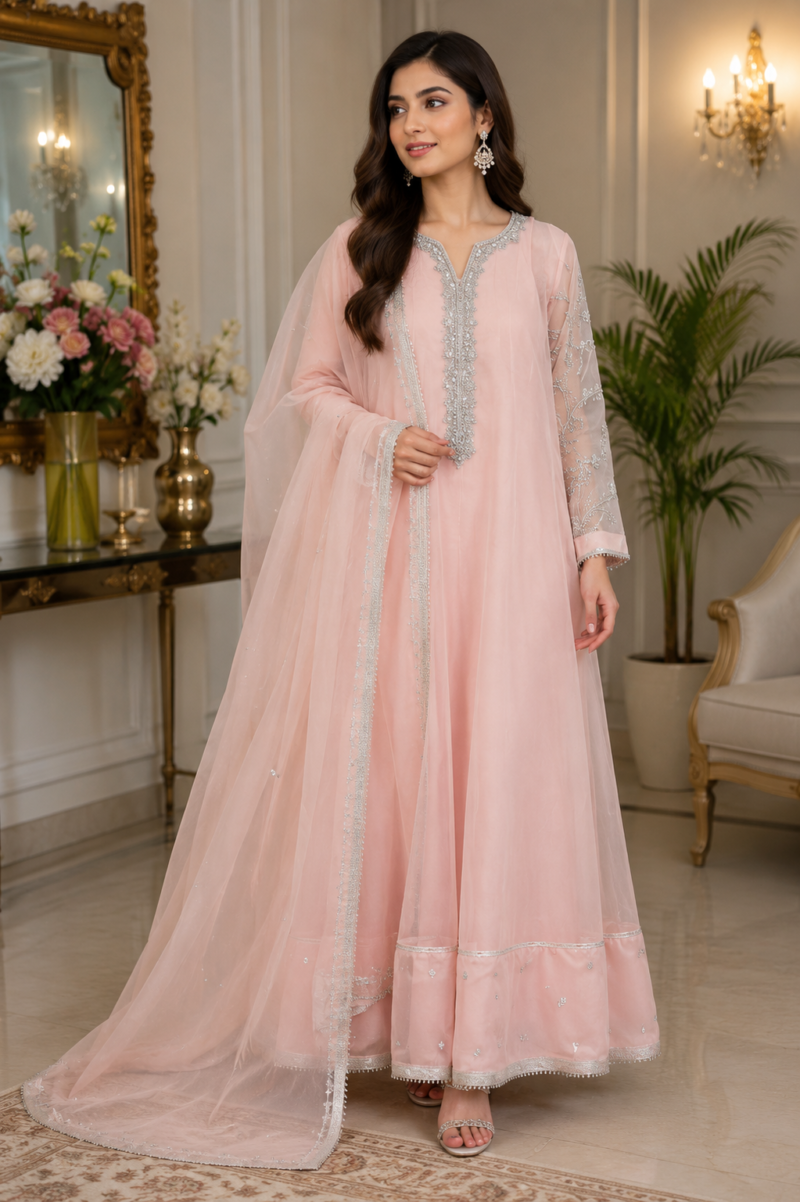 Pastel Pink Festive Flare Maxi