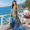 Ocean Blue Printed 3-Piece Unstitched Suit
