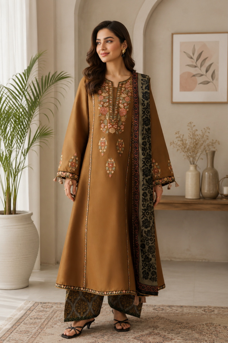 Zari Luxury Embroidered 3-Piece Festive Suite